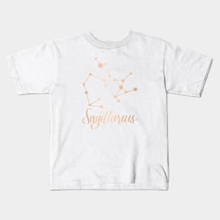 Sagittarius Zodiac Constellation in Rose Gold Kids T-Shirt